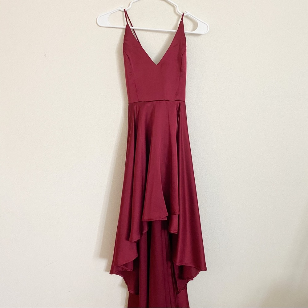 Crisscross Back Plunging High Low Cami Dress